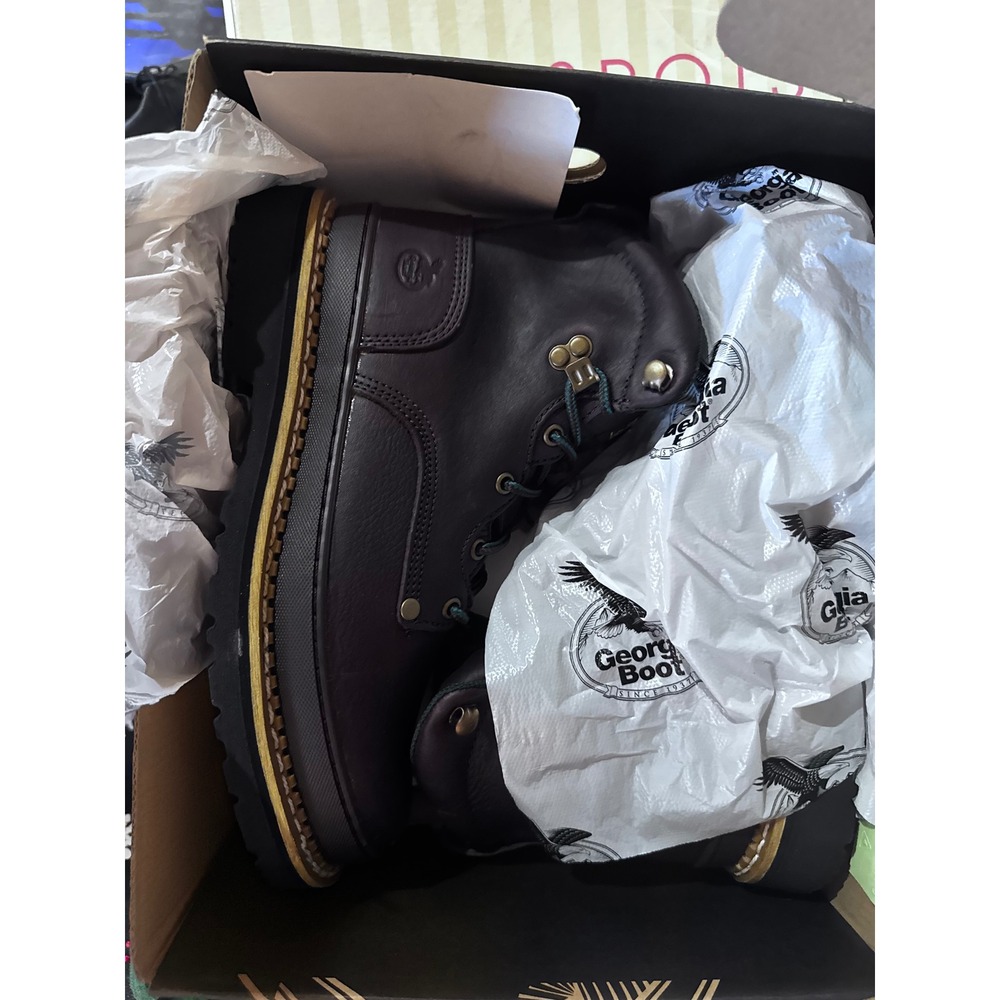 Georgia Boot Mens Georgia Giant G6274 Brown Leather Work Boots 8.5 W Wide